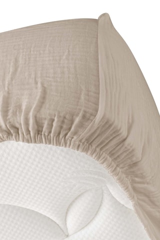 Drap-housse en gaze de coton Angelia - Sable