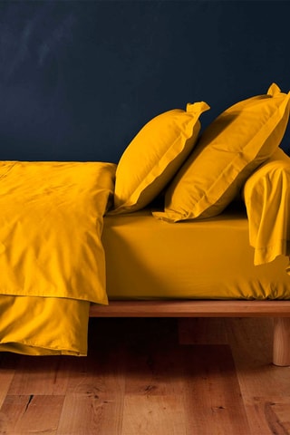 Drap-housse en coton 57 fils/cm² Lina - Curry