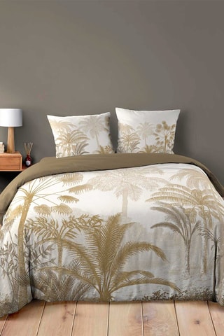 Parure de couette Cocoty en coton 42 fils/cm² - Blanc et marron