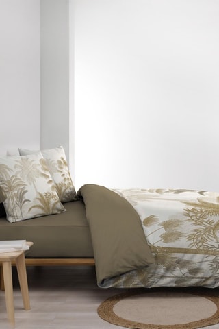 Parure de couette Cocoty en coton 42 fils/cm² - Blanc et marron