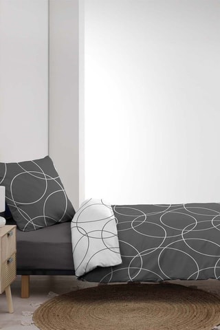 Parure de couette Elton - Anthracite et blanc