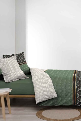 Parure de couette en coton - 78 fils/cm² Belor - Vert et blanc