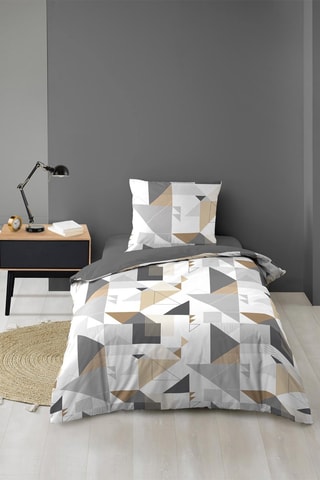Parure de couette Trigone - Gris et blanc