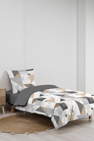 Parure de couette Trigone - Gris et blanc