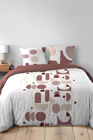 Parure de couette en coton 42 fils/cm² Chilipop  - Rose et blanc