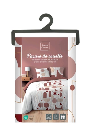 Parure de couette en coton 42 fils/cm² Chilipop  - Rose et blanc