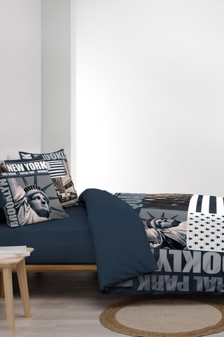 Parure de couette Brooklyn - Bleu et blanc