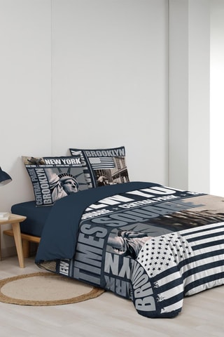 Parure de couette Brooklyn - Bleu et blanc