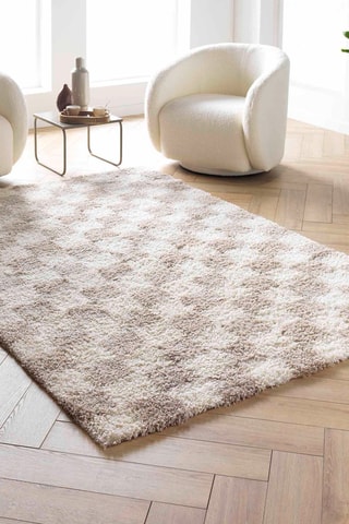 Tapis Damero - Beige et blanc
