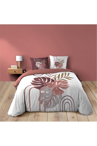 Parure de draps en coton Astria - Terracotta et blanc