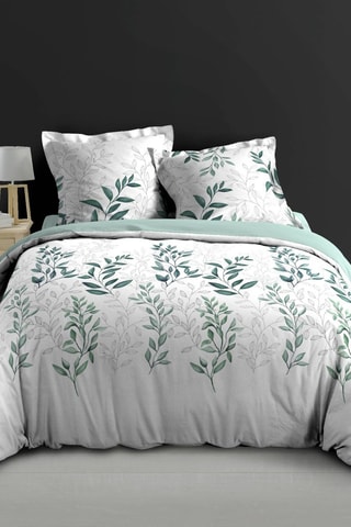 Parure de draps en coton Wendy - Blanc et vert