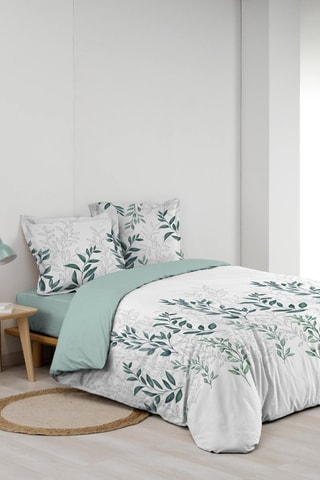 Parure de draps en coton Wendy - Blanc et vert