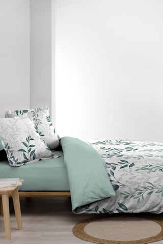 Parure de draps en coton Wendy - Blanc et vert