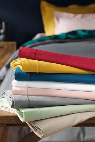 Drap plat en coton 57 fils/cm² Lina - Blanc