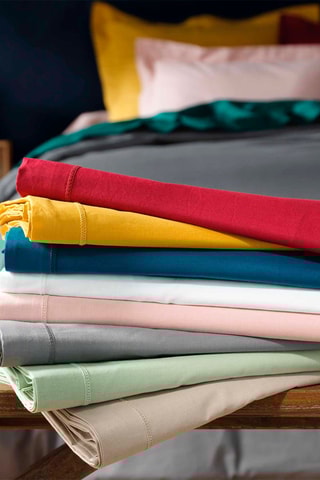 Drap plat en coton 57 fils/cm² Lina - Bleu