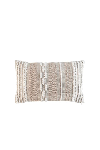 Coussin déhoussable Blanca - Beige et blanc - 30 x 50 cm