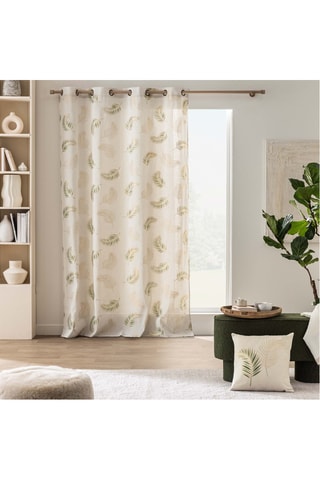 Rideau - Blanc et sauge - 140 x 240 cm