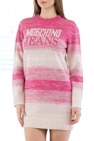 Robe pull en laine - Rose et blanc