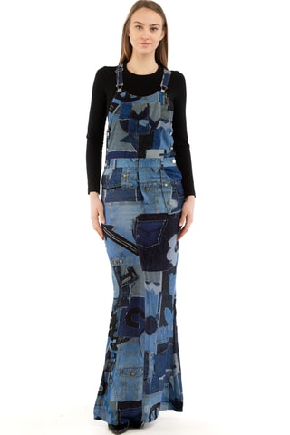 Robe-salopette fourreau - Bleu