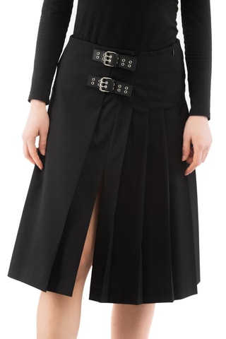 Jupe plissée en laine - Noir