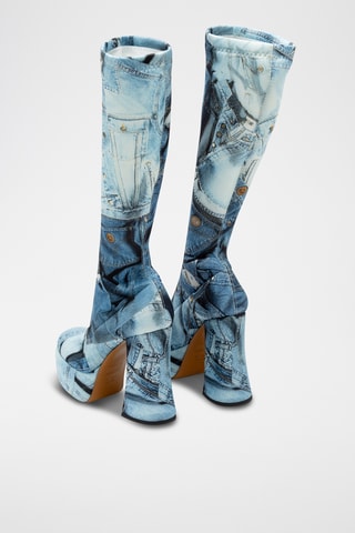 Bottes plateformes en cuir - Bleu