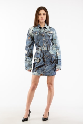 Robe chemise en laine - Bleu