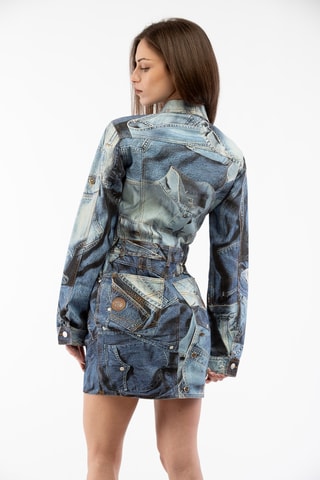 Robe chemise en laine - Bleu