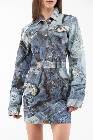 Robe chemise en laine - Bleu