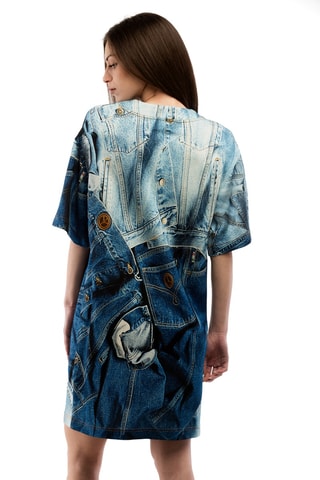 Robe droite en laine - Bleu