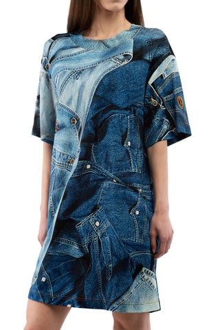 Robe droite en laine - Bleu