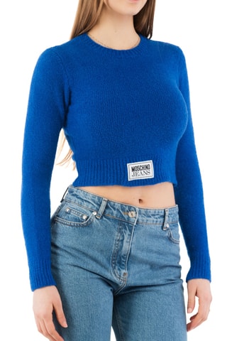 Pull court en laine et cachemire - Bleu