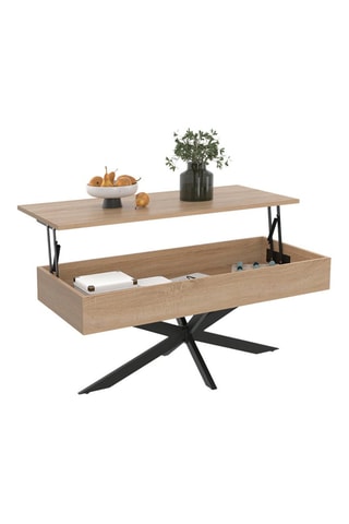 Mesa de centro elevable Spider - Imitación madera y negro