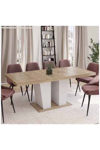Table repas extensible Ezra - Imitation bois et blanc
