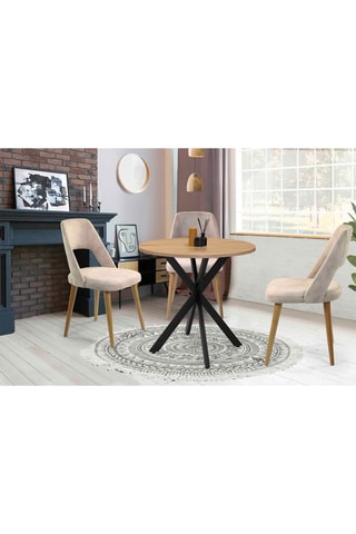 Table de repas ronde Soline - Imitation bois et noir