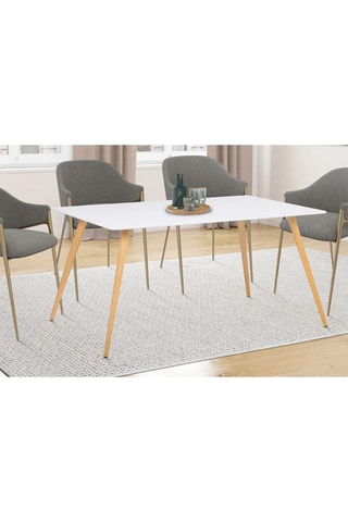 Table Sally - Imitation bois et blanc