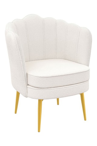 Fauteuil Arielle - Blanc et doré - Velours