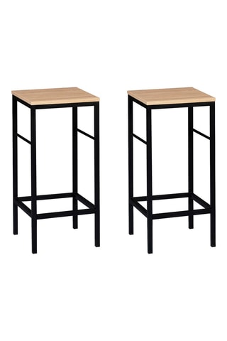 2 tabourets de bar Memphis - 
Noir  et imitation bois