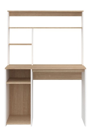 Bureau avec étagères de rangement Danny - Blanc et marron