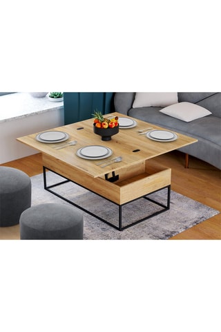 Table basse relevable - Imitation bois et noir