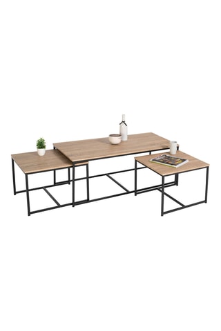 3 tables gigognes Manufacture - Imitation bois et noir