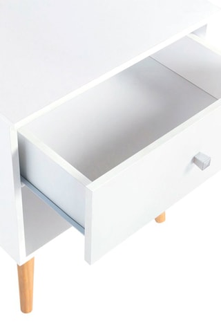 2 tables de chevet 1 tiroir Emmie - Imitation bois et blanc