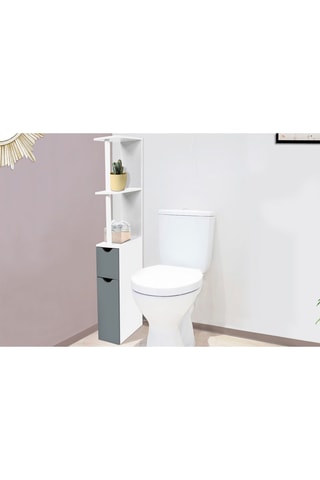 Meuble WC 2 portes - Blanc et gris foncé