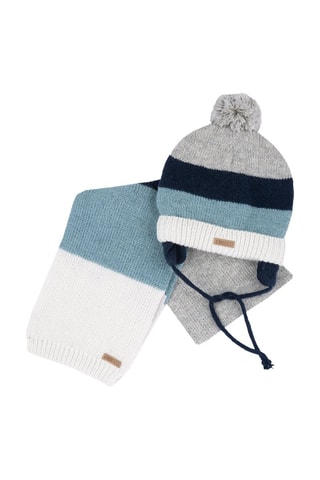 Bonnet aviateur et écharpe - Bleu foncé