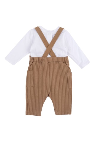 Body et salopette - Blanc et marron