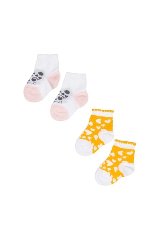 2 paires de chaussettes - Blanc et jaune