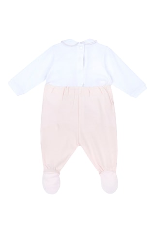 Grenouillère trompe-l’œil - Rose poudré et blanc