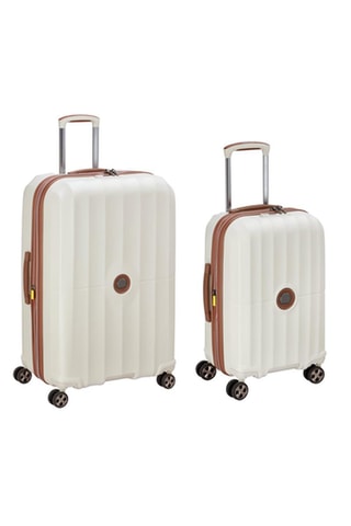 Valise grand volume et valise cabine - Beige et blanc