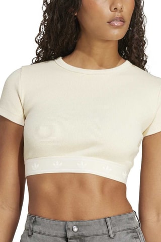 T-shirt cropped Rib SS - Ecru