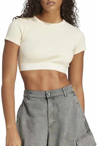 T-shirt cropped Rib SS - Ecru