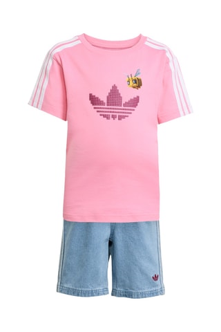 T-shirt et short en jean - Rose et bleu clair